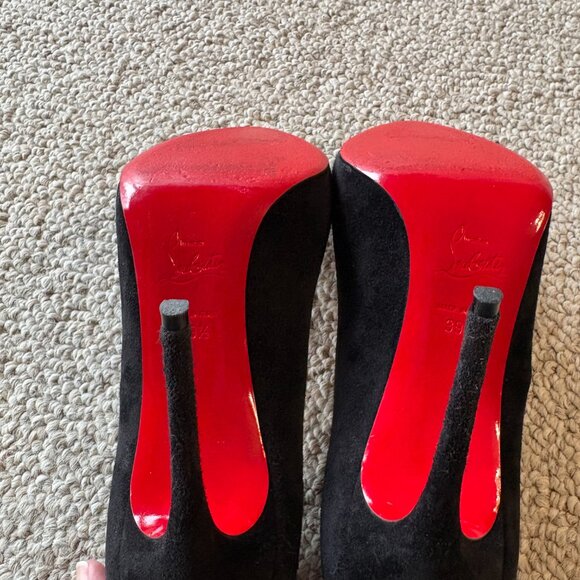 Christian Louboutin Pigalle Follies Black Suede Stiletto Pointed Toe Heels 39.5 - Picture 9 of 16